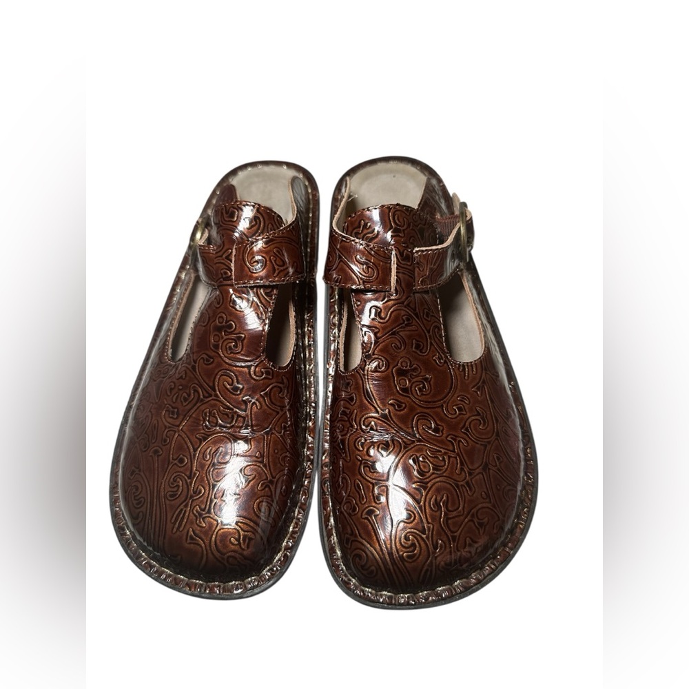 Alegria Brown Embossed Dress Shoes